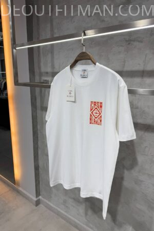 Casablanca T-shirt | Red Logo Print (Wit)
