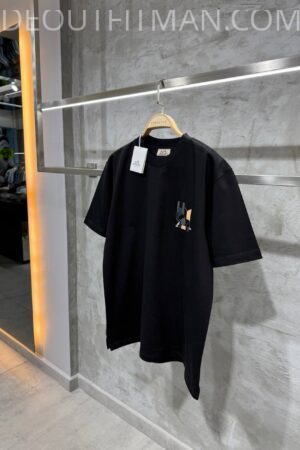 Hermes T-shirt | Leather Detail (Zwart)