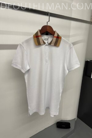 Burberry Polo | Wit ‘Geruite Kraag’