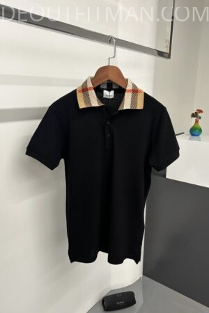 Burberry Polo | Zwart ‘Geruite Kraag’ - L